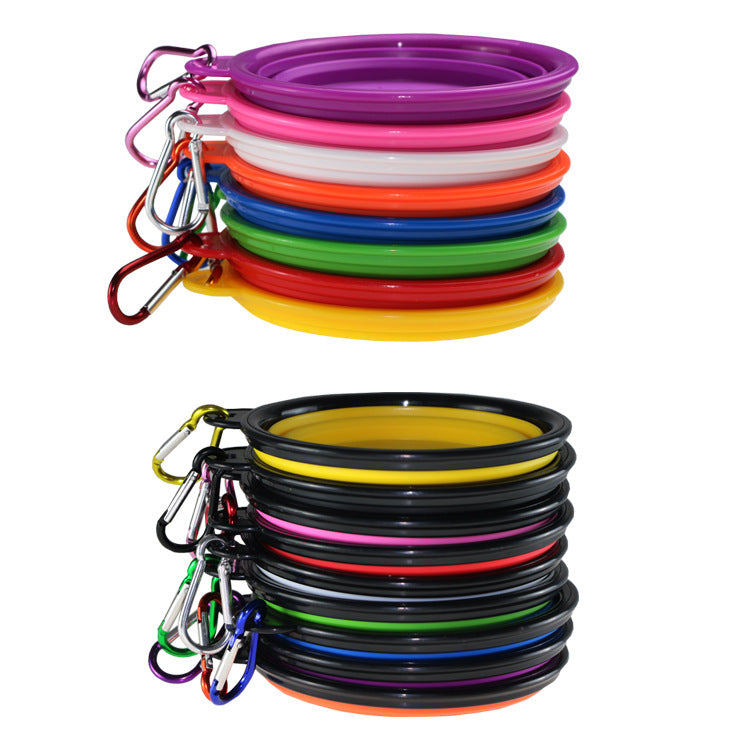 Spot Factory Direct Selling Pet Folding Bowl Size TPE Silicone Dog Bowl Going Out Pet Portable Dog Food Bowl
