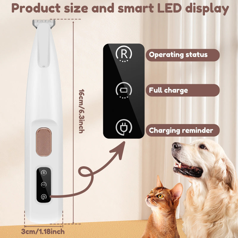 Smart Pet Hair Trimmer – LED, Waterproof, Wide Blade